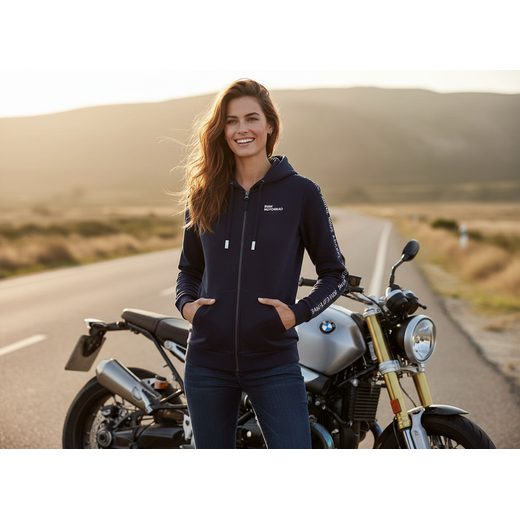 DÁMSKÁ MIKINA NA ZIP BMW MAKE LIFE A RIDE - TMAVĚ MODRÁ - MIKINY - NA MOTORKÁŘE