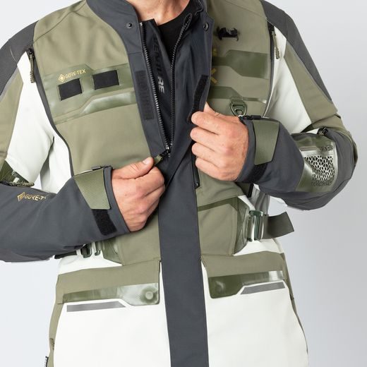 BUNDA S LAMINOVANOU MEMBRÁNOU IXS VENTURE-GTX 1.0 X2-001405 ŠEDO-OLIVOVĚ ZELENÁ - ENDURO BUNDY - NA MOTORKÁŘE