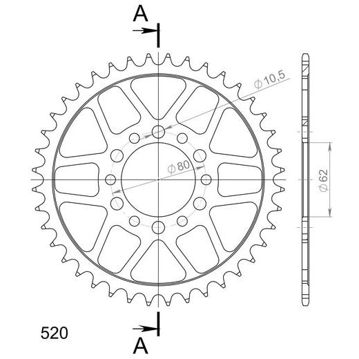 ŘETĚZOVÁ ROZETA SUPERSPROX RFE-845:40-BLK ČERNÝ 40 ZUBŮ, 520 - OCELOVÉ - NA MOTORKU