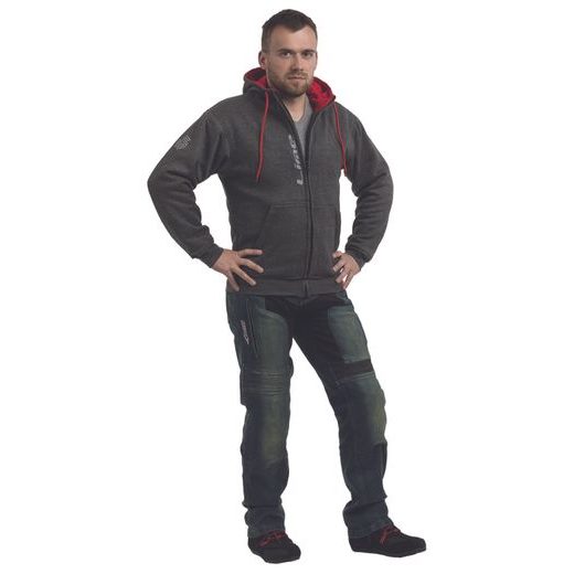 PÁNSKÁ MIKINA MBW TRAVIS ARAMID - ŠEDO-ČERVENÁ - TEXTILNÍ BUNDY - NA MOTORKÁŘE