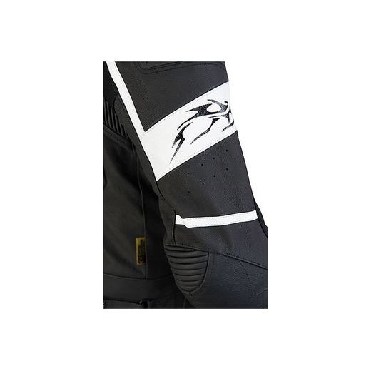 KOŽENÁ SPORTOVNÍ BUNDA MBW THORN ČERNOBÍLÁ PÁNSKÁ - KOŽENÉ BUNDY - NA MOTORKÁŘE