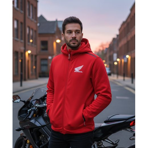 HONDA ROZEPÍNACÍ MIKINA S KAPUCOU - ČERVENÁ - MIKINY - NA MOTORKÁŘE