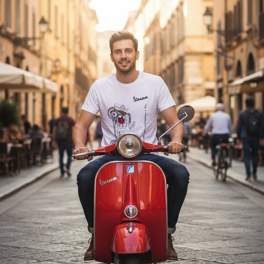 PÁNSKÉ TRIČKO VESPA SW HISTORIC - BÍLÁ - TRIČKA - NA MOTORKÁŘE