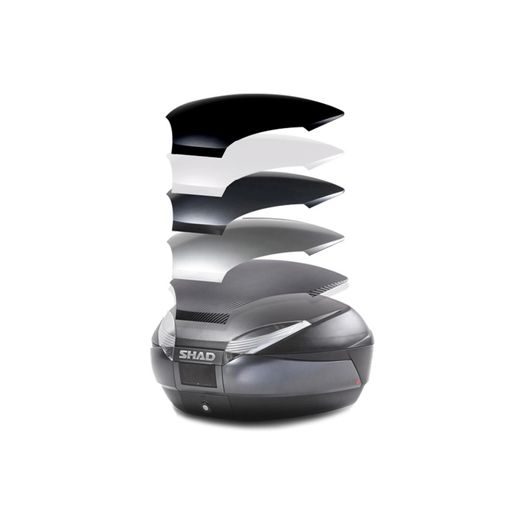 VRCHNÍ KUFR NA MOTORKU SHAD SH48 D0B48406R NOVÝ TITAN S OPĚRKOU, KARBONOVÝ KRYT A ZÁMEK PREMIUM SMART - HORNÍ KUFRY - NA MOTORKU