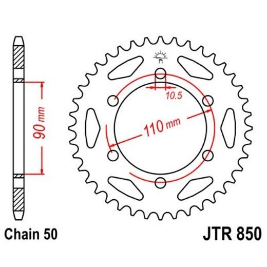 ŘETĚZOVÁ ROZETA JT JTR 850-33 33 ZUBŮ, 530 - OCELOVÉ - NA MOTORKU