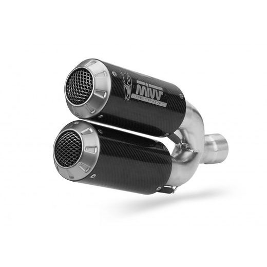2 KONCOVKY VÝFUKU MIVV MK3 D.040.SM3C KARBON - DVOJITÉ KONCOVKY VÝFUKU - NA MOTORKU