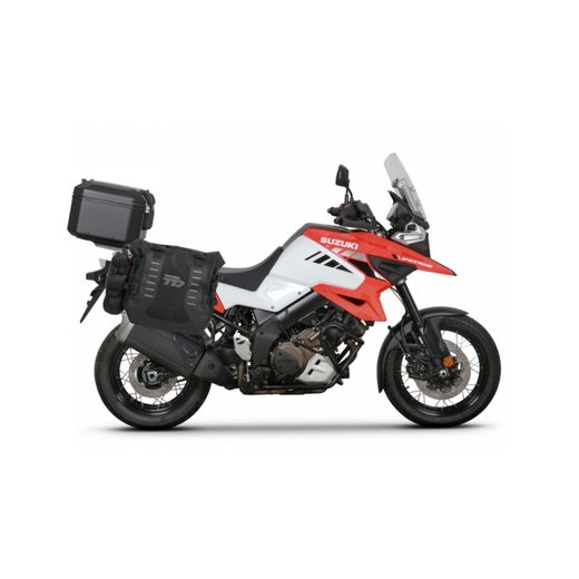 KOMPLETNÍ SADA BOČNÍCH ADVENTURE BRAŠEN SHAD TERRA TR40 A ČERNÉHO HLINÍKOVÉHO 37L TOPCASE, VČETNĚ MONTÁŽNÍ SADY SHAD SUZUKI DL 1000 V-STROM/ DL 1050 V-STROM