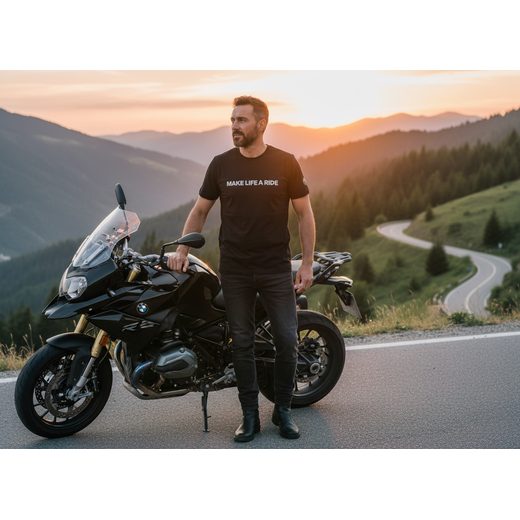 PÁNSKÉ TRIKO BMW MAKE LIFE A RIDE - ČERNÉ - TRIČKA - NA MOTORKÁŘE