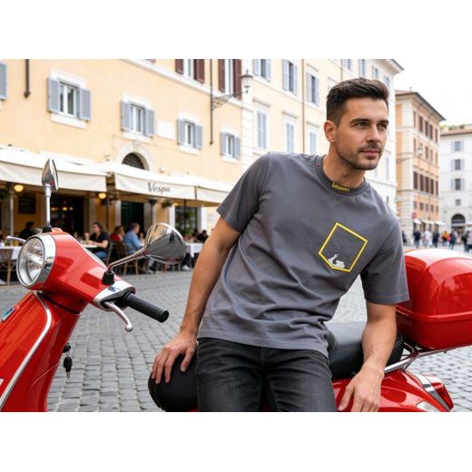 PÁNSKÉ TRIČKO VESPA GRAPHIC - ŠEDÁ - TRIČKA - NA MOTORKÁŘE