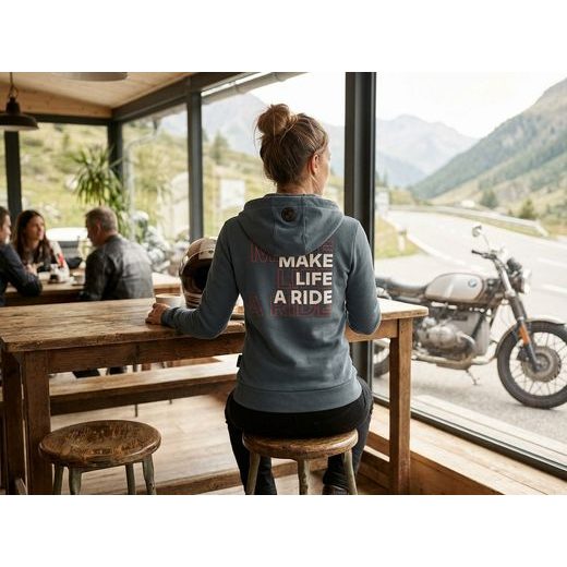 DÁMSKÁ MIKINA NA ZIP BMW „MAKE LIFE A RIDE“ - ŠEDÁ - MIKINY - NA MOTORKÁŘE