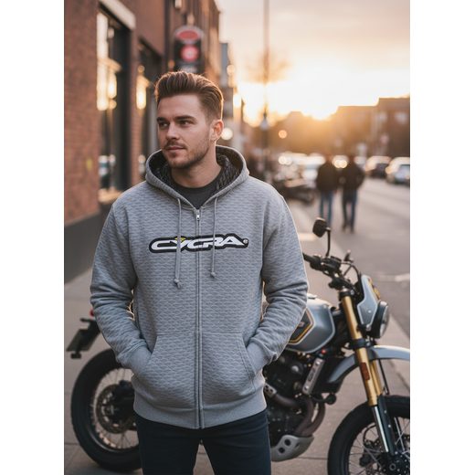 MIKINA ALL OVER ZIP-UP, CYCRA - ŠEDÁ - VOLNÝ ČAS - NA MOTORKÁŘE