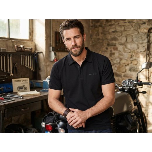MG ESSENTIAL POLO MAN - ČERNÁ - DÁRKY PRO FANOUŠKY MOTO GUZZI - NA MOTORKÁŘE