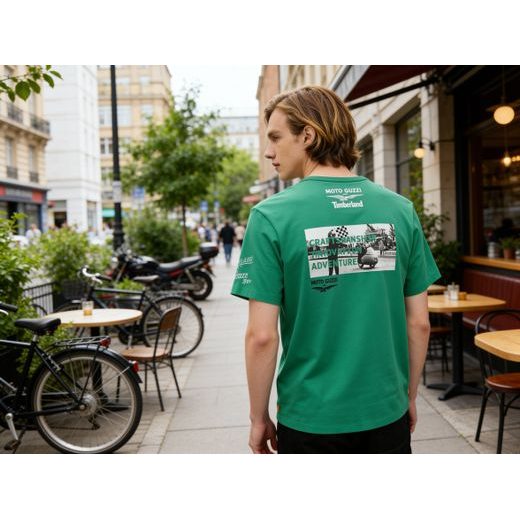 PÁNSKÉ TRIČKO MOTO GUZZI TIMBERLAND 100TH GF - ZELENÁ - TRIČKA - NA MOTORKÁŘE