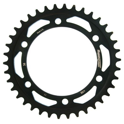 ŘETĚZOVÁ ROZETA SUPERSPROX RFE-498:38-BLK ČERNÝ 38 ZUBŮ, 525 - OCELOVÉ - NA MOTORKU