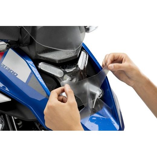 OCHRANNÝ KRYT SVĚTLOMETU PUIG ADHERE 21854W PRŮHLEDNÝ - PLEXI ŠTÍTY - NA MOTORKU