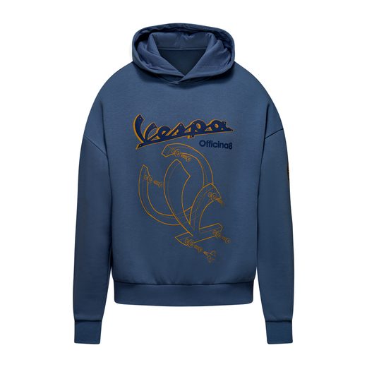 MIKINA VESPA OFFICINA 8 - MODRÁ/ZLATÁ - MIKINY - NA MOTORKÁŘE