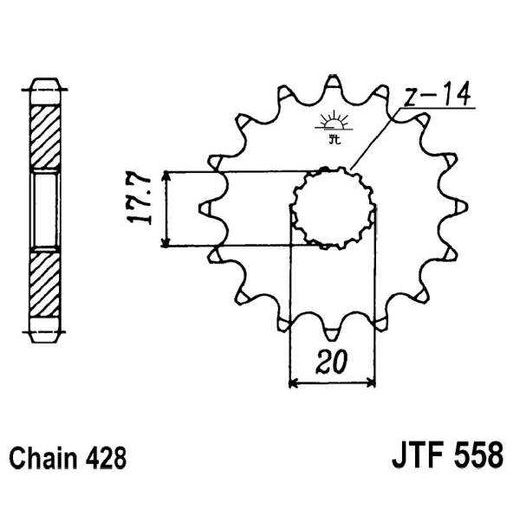 JT ŘETĚZOVÉ KOLEČKO JT JTF 558-16 16 ZUBŮ, 428