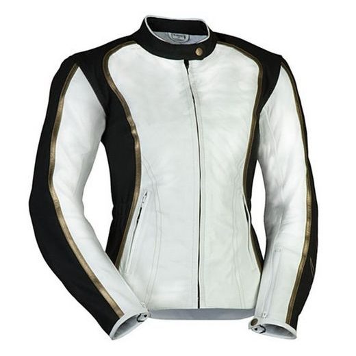 DÁMSKÁ KOŽENÁ MOTO BUNDA MBW ANITA BÍLO-ČERNO-ZLATÁ DÁMSKÁ - KOŽENÉ BUNDY - NA MOTORKÁŘE