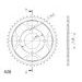 ŘETĚZOVÁ ROZETA SUPERSPROX RFE-1221:44-BLK ČERNÝ 44 ZUBŮ, 428 - OCELOVÉ - NA MOTORKU