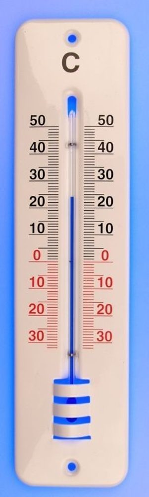 teploměr 45x8cm venk., -30°C+50°C, Al nástěnný