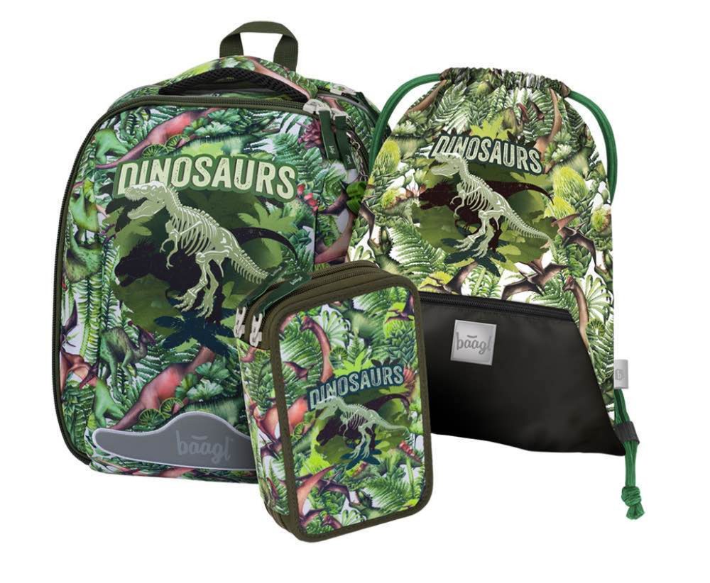 BAAGL ŠKOLNÍ SET 3 Shelly Dinosaurus: aktovka, penál a sáček