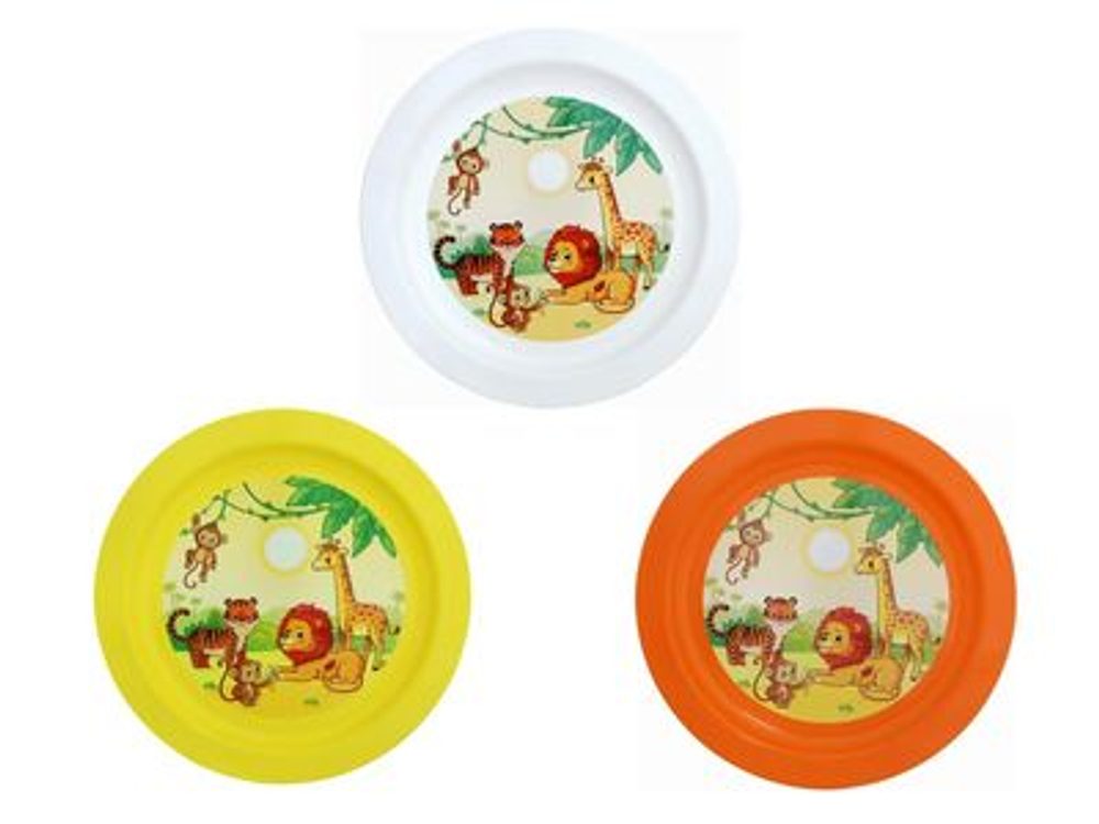 talíř d21cm měl. DŽUNGLE IML, bílý, oranž, žlutý, dětský, plast