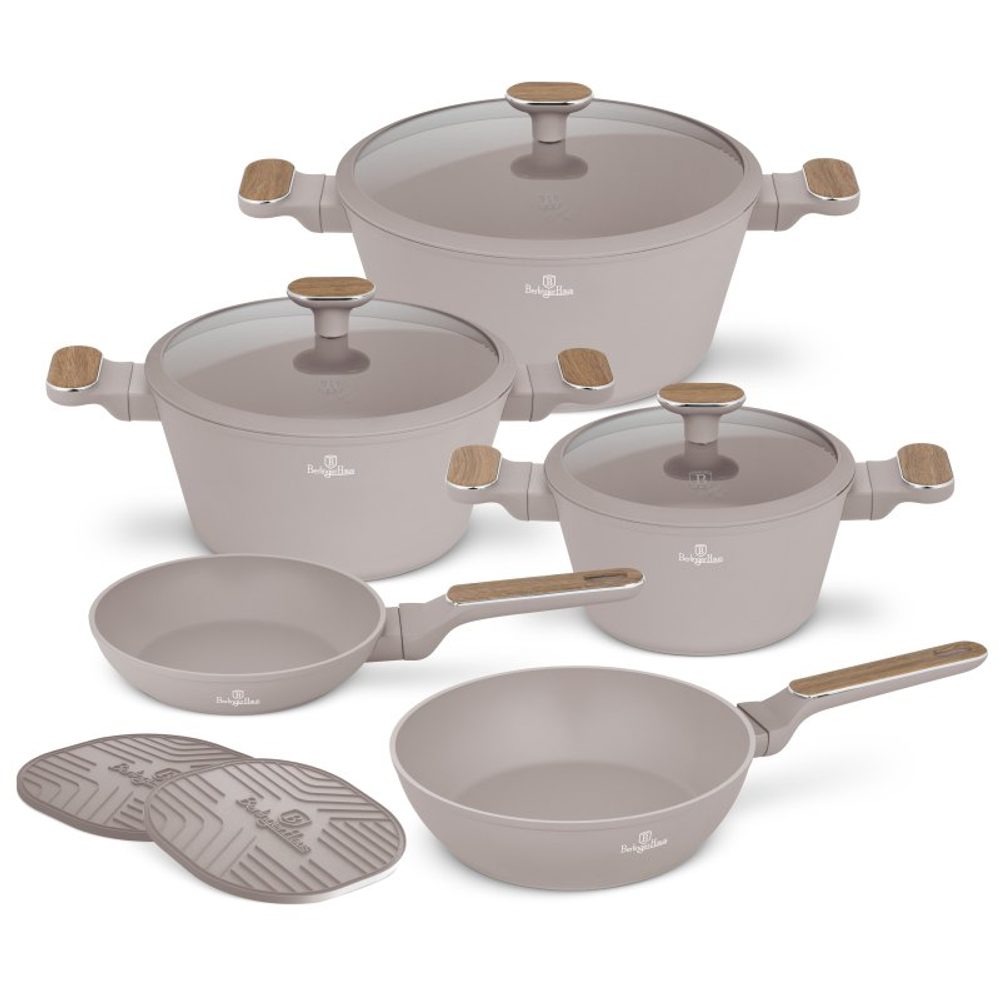 BERLINGERHAUS Sada nádobí s titanovým povrchem 10 ks Taupe Nordic Collection BH-8343