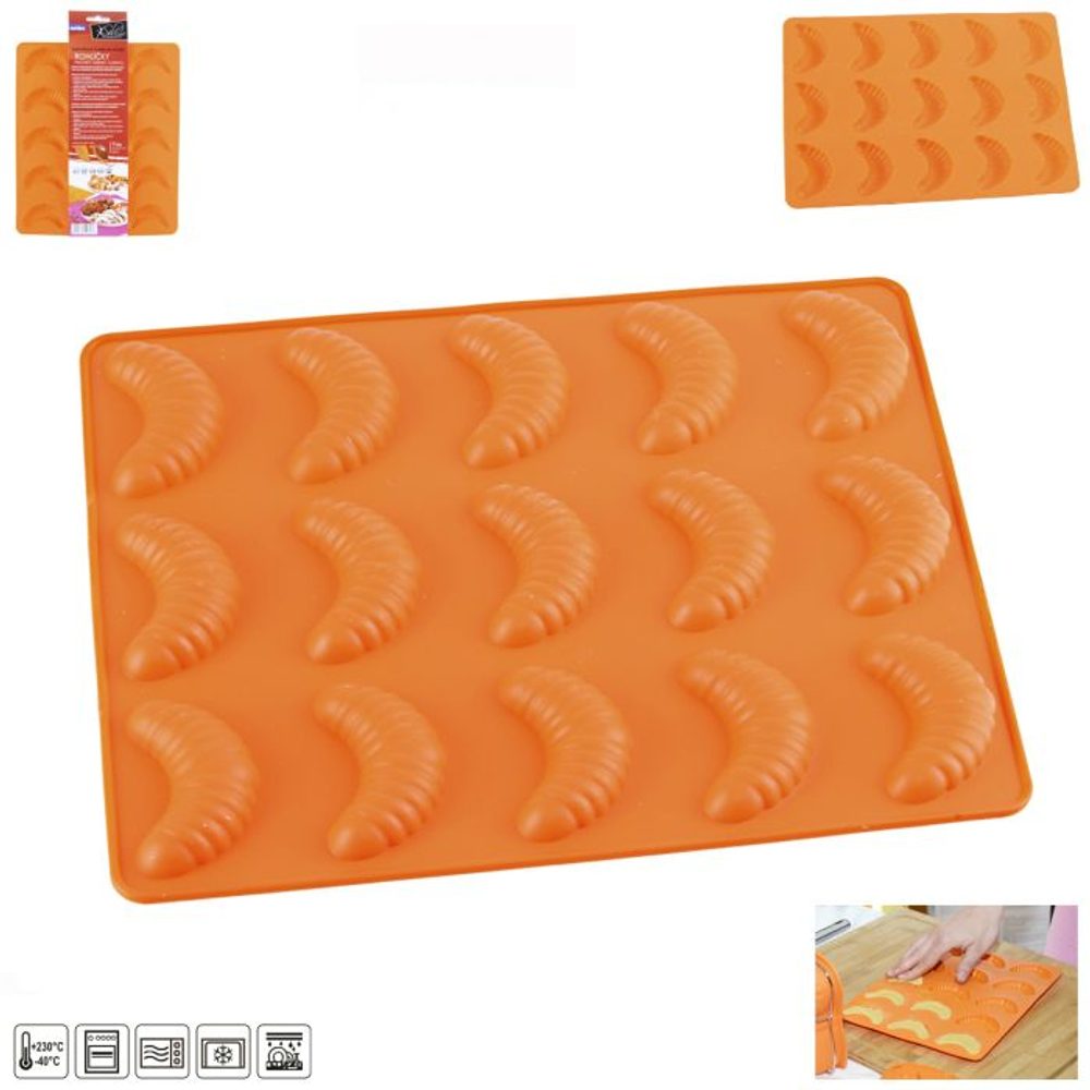 forma rohlíčky malé 15-silikon 24,5x21x1,2cm, oranž