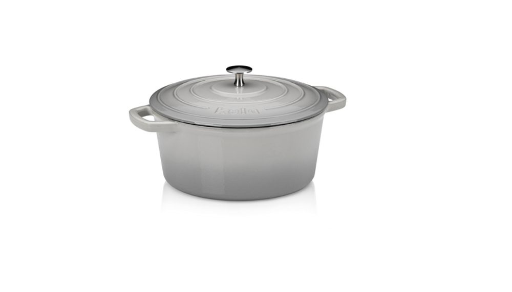 KELA Pekáč litinový s poklicí CALIDO 26 cm šedá KL-12607