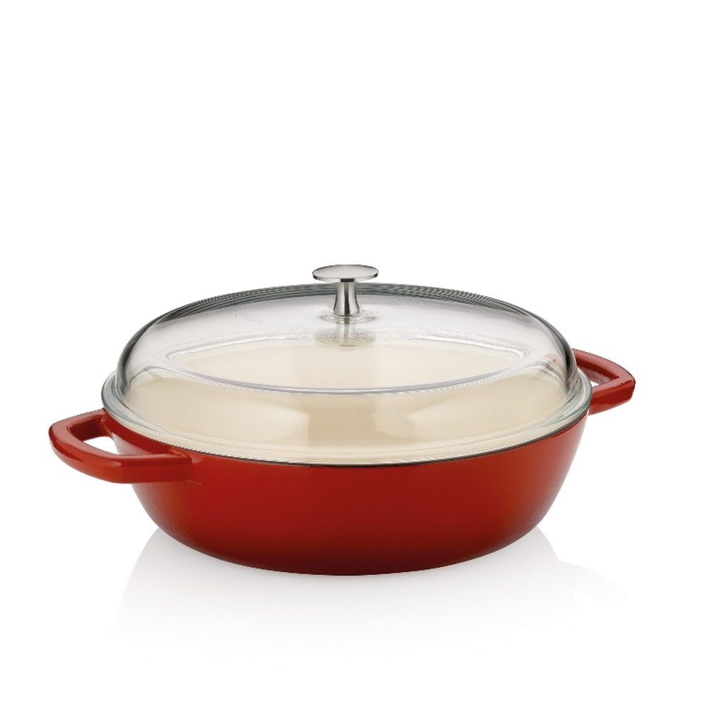 KELA Hluboká pánev litinová CALIDO 28 cm 3,8l červená KL-11964