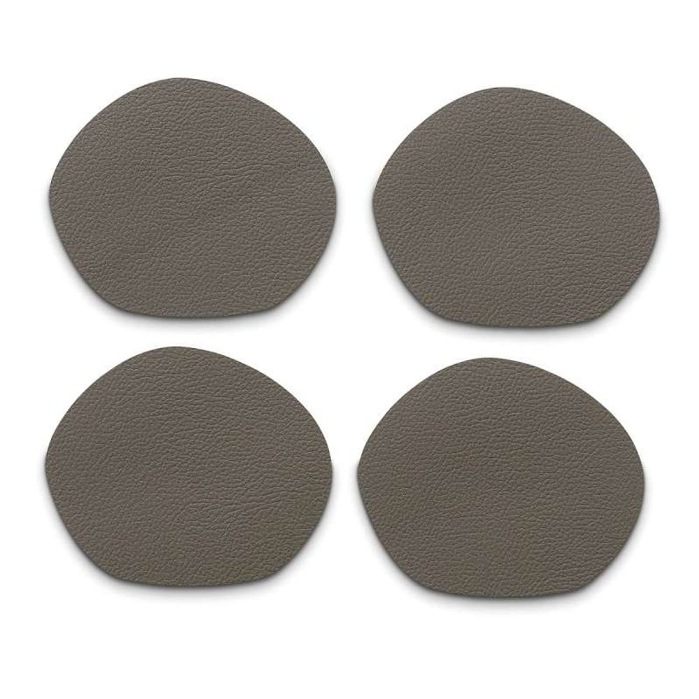 KELA Podtácky Stone PU kůže šedohnědá 4 kusy 12x10cm KL-12656