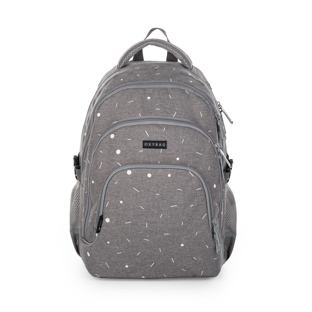 Levně Studentský batoh OXY SCOOLER Grey geometric