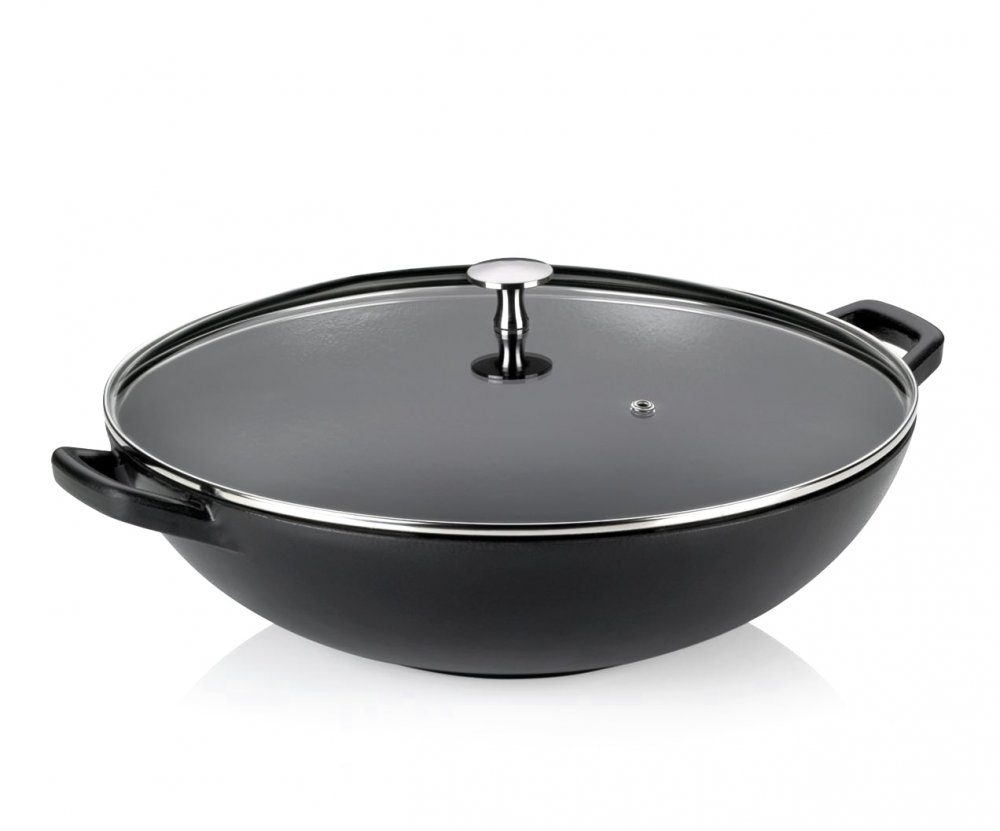 KELA Wok litinový s poklicí CALIDO 36 cm černá KL-12475