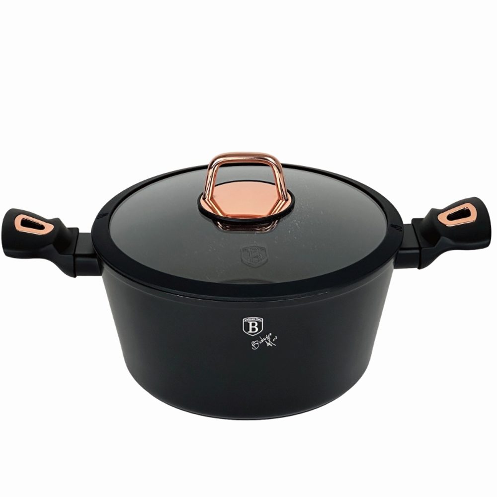 BERLINGERHAUS Kastrol s poklicí s mramorovým povrchem 24 cm Black Rose Collection BH-8165