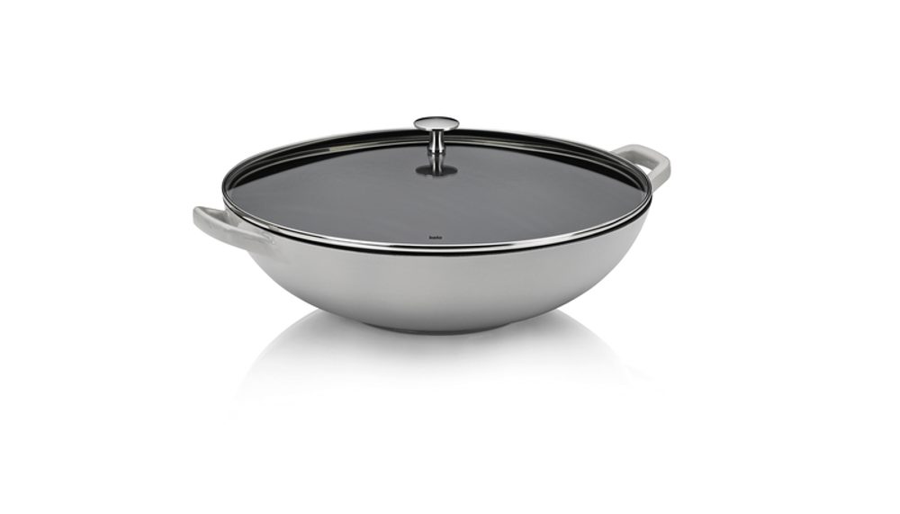 KELA Wok litinový s poklicí CALIDO 36 cm šedá KL-12610
