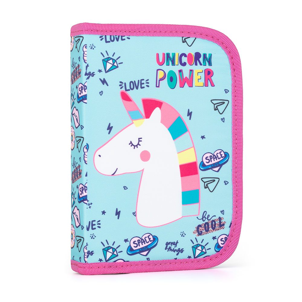 Levně Penál 1 p. 2 chlopně, prázdný Unicorn iconic