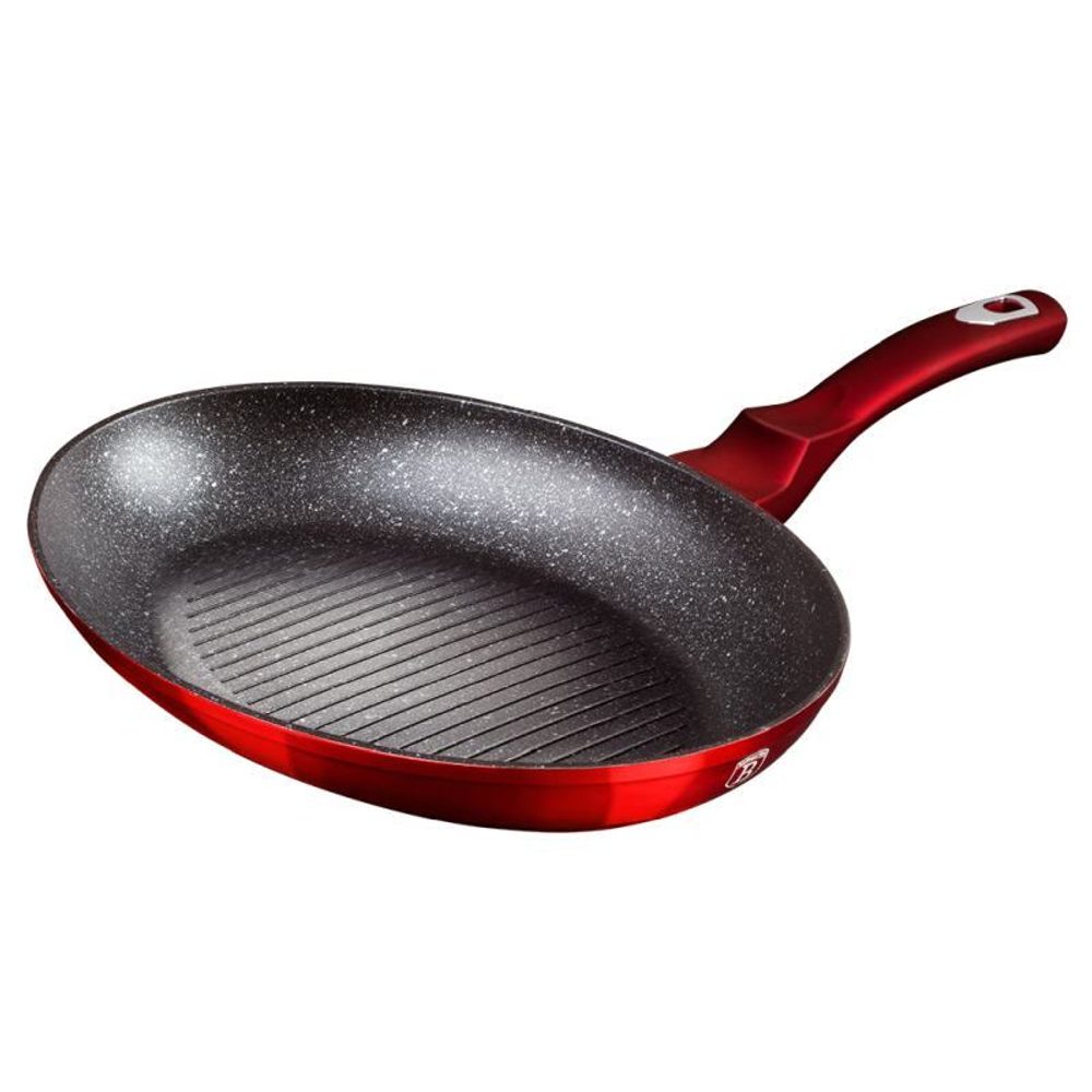 BERLINGERHAUS Pánev na ryby a steaky s mramorovým povrchem 35 cm Burgundy Metallic Line BH-7169