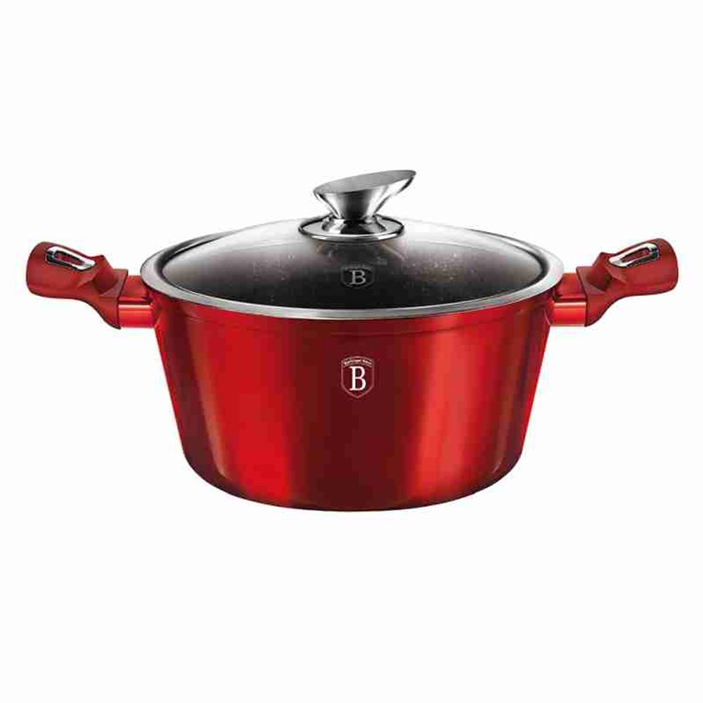 BERLINGERHAUS Kastrol s mramorovým povrchem a poklicí 30 cm Burgundy Metallic Line BH-6192