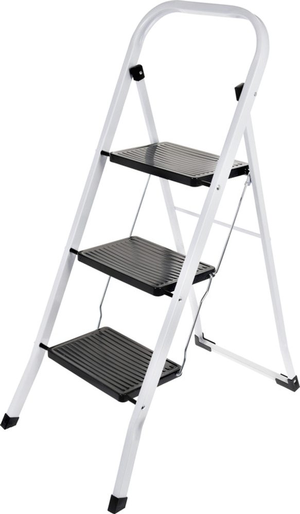 HOMESTYLING Schůdky ocelové 3 nášlapy bílá / černá KO-C80001240