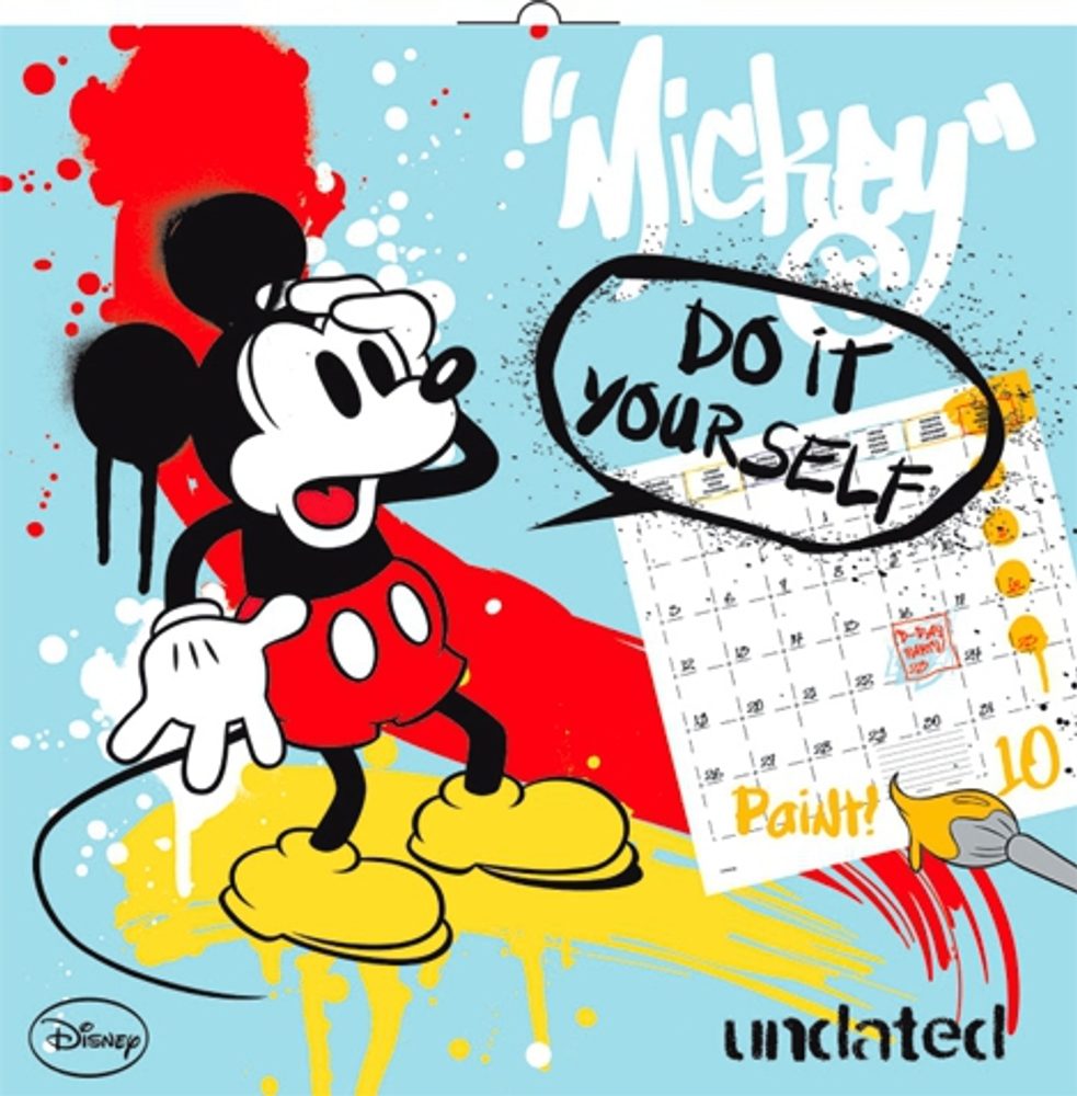Levně Poznámkový kalendář Mickey Mouse – DIY: omalovánkový kalendář, 30 x 30 cm Baagl
