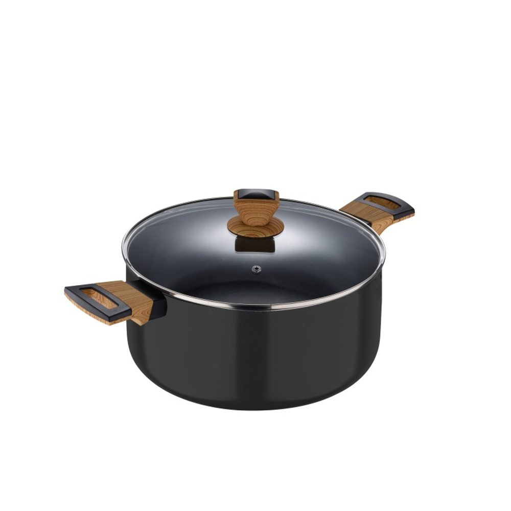 BERGNER Kastrol s nepřilnavým povrchem a poklicí 28 cm Earth Black BG-32037-BK