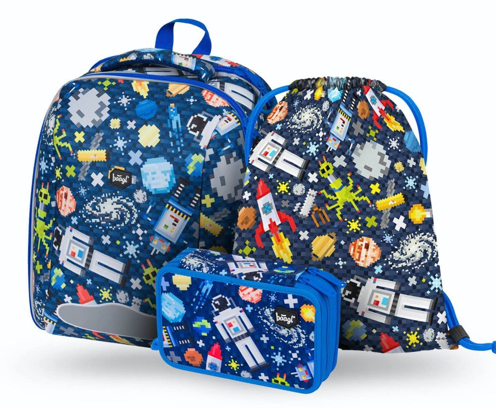 BAAGL ŠKOLNÍ SET 3-dílný Shelly Space Game: aktovka, penál, sáček Baagl