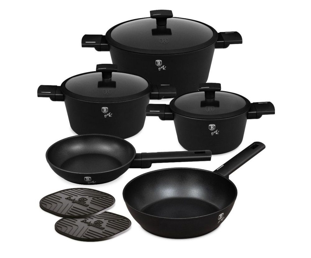 BERLINGERHAUS Sada nádobí s titanovým povrchem 10 ks Matte Black Collection BH-8197