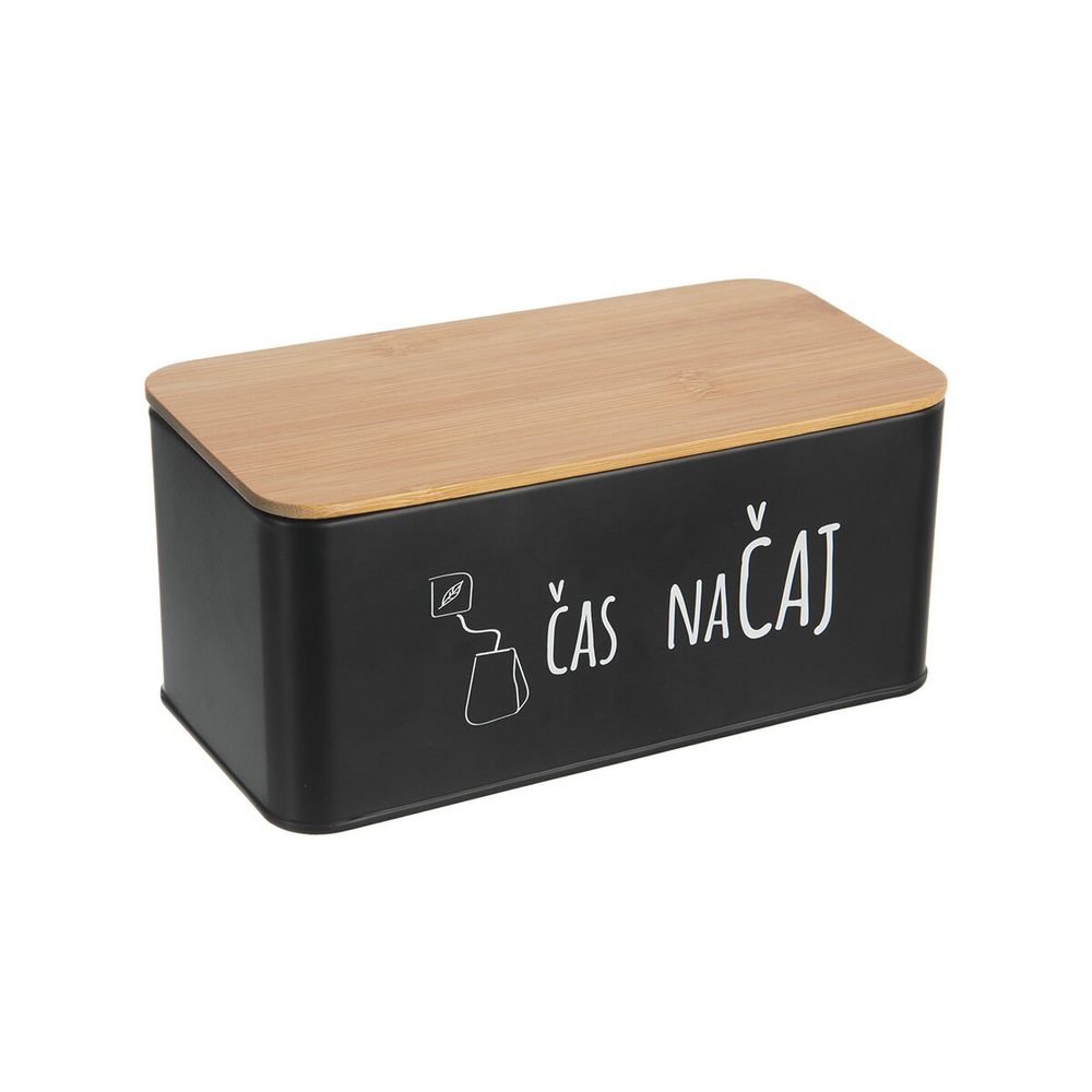 Levně Dóza Čas na čaj BLACK 20,3x10,3x9 cm