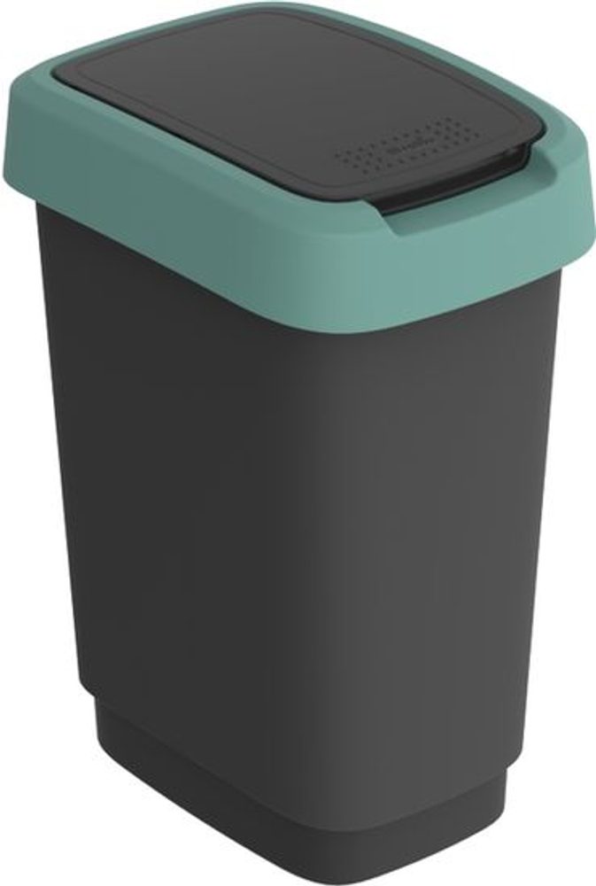 koš odp.10l TWIST, černý/krém.zelený,výklop., plast