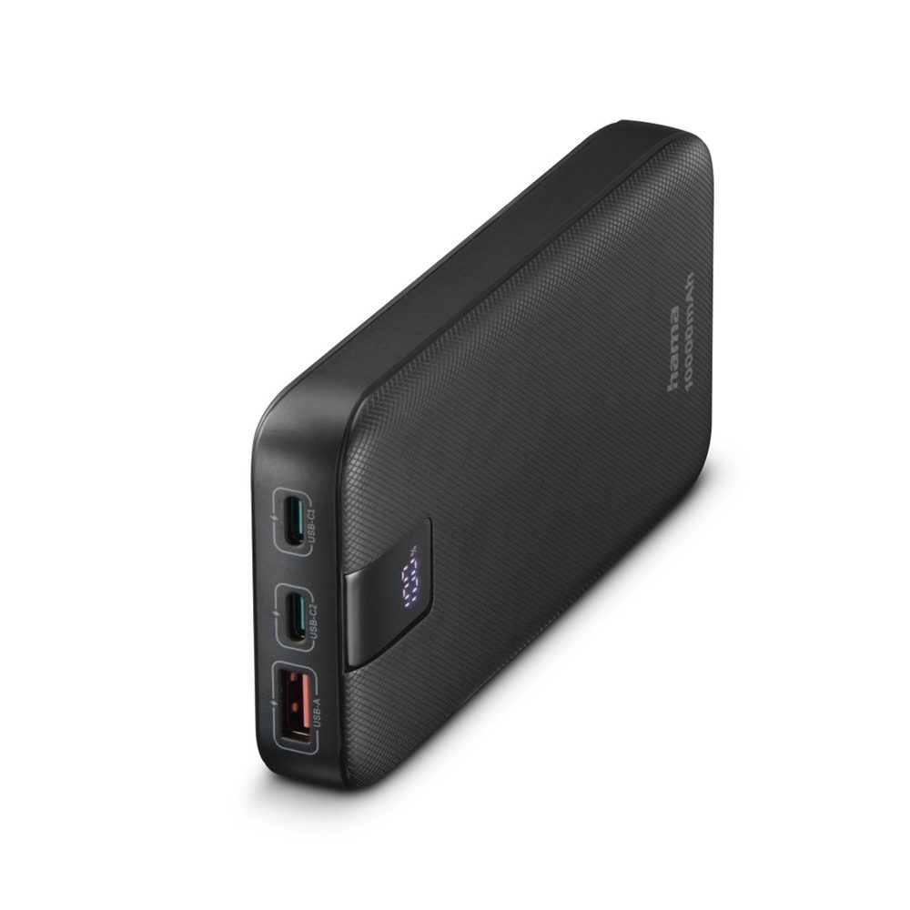 Levně Hama PD 10 powerbanka, 10000 mAh, 3 výstupy: 1x USB-C, 2x USB-A, LED displej, PD, Qualcomm