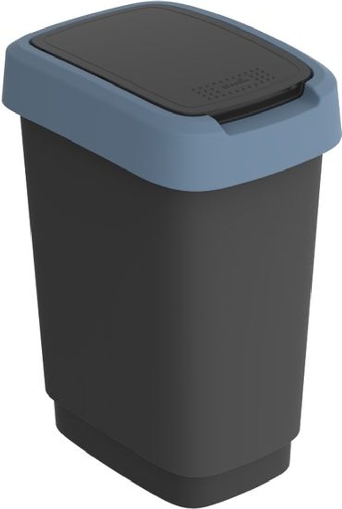 koš odp.10l TWIST, černý/tm.modrý,výklop., plast