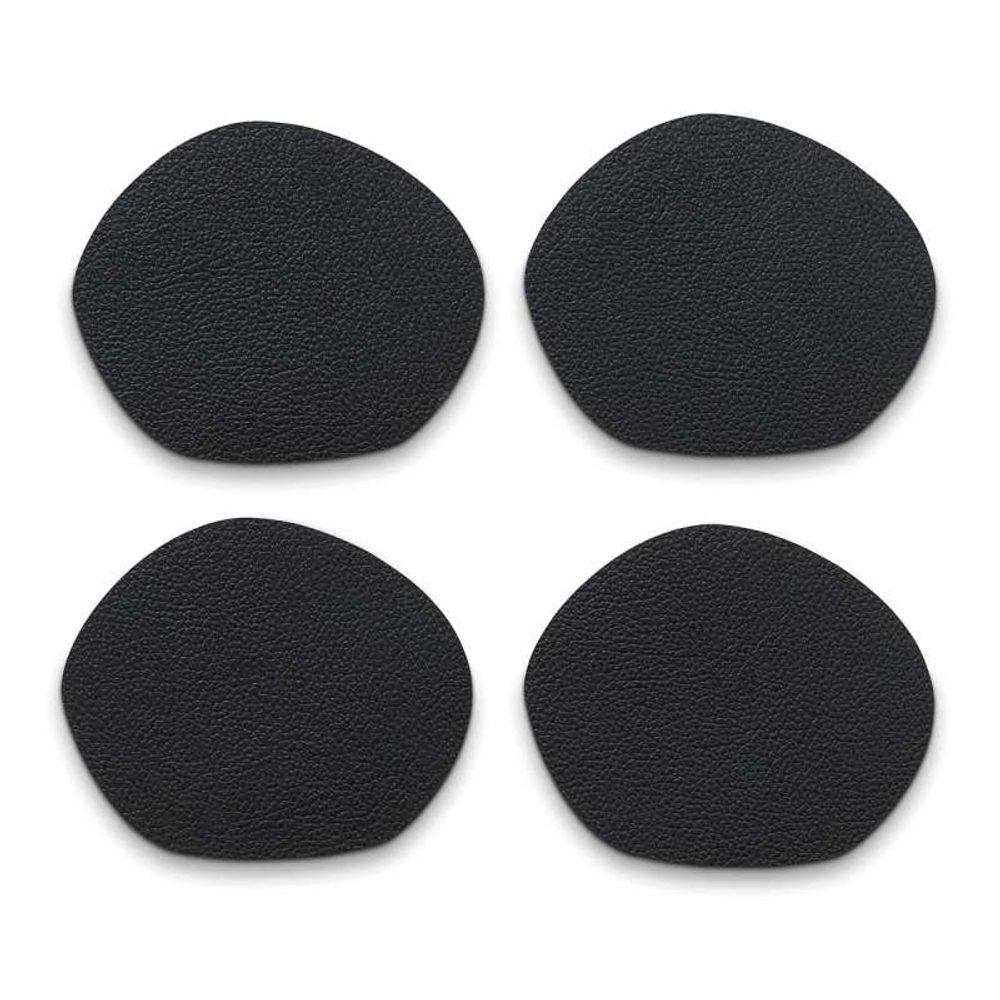 KELA Podtácky Stone PU kůže černá 4 kusy 12x10cm KL-12655