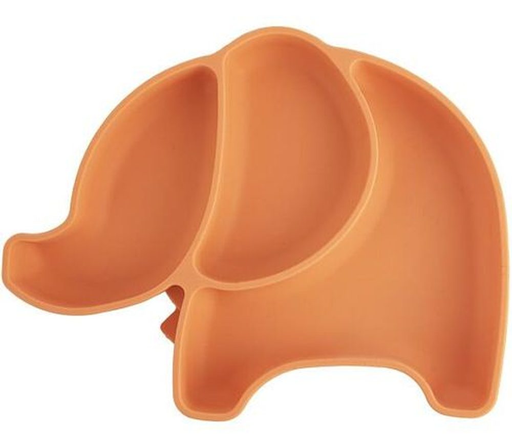 talíř 23x18x3,4cm SLON, oranž., dělený, dětský, silikon