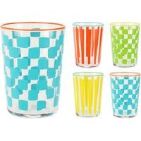 sklen. 490ml, 1ks, kostky-pruhy, sklo